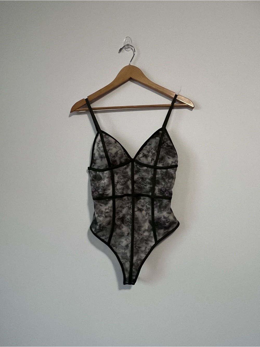 Forever21 Green Floral Sheer Bodysuit